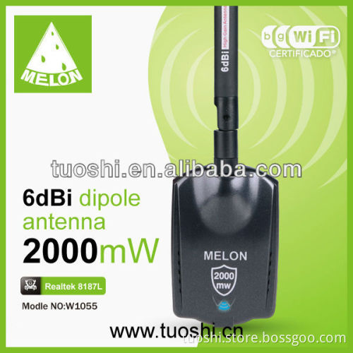 wireless uab adapter,W1055,chipset Realtek8187L,54Mbps transmission rate,6dBi antenna